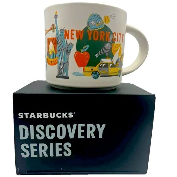 Starbucks New York City Coffee Mug  Discovery Series Statue Liberty Broadway Cab - Picture 8 of 13